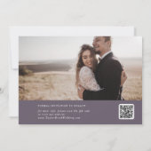 シックモダンプラムパープルフォトコラージュ セーブザデート (裏面)