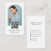 シックモダンプロフェッショナルアーチフレームフォトQRコード 名刺 (正面/裏面)