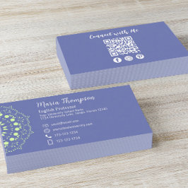 シックモダンプロフェッショナルソーシャルメディアQRコードブルー 名刺