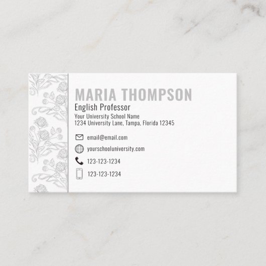 シックモダンプロフェッショナルミニマルフローラシンプル 名刺 (正面)