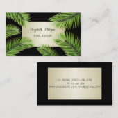 シックモダンプロフェッショナル，ブラック，パーム葉 名刺 (正面/裏面)