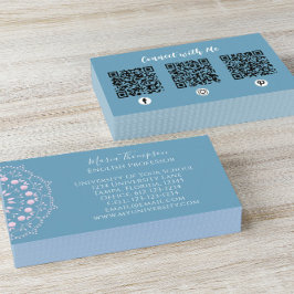 シックモダンプロフェッショナルQRコードソーシャルメディアブルー 名刺