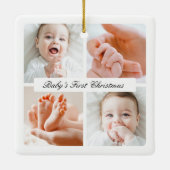 シックモダンベビー初めてのクリスマス4フォトホリデー セラミックオーナメント (裏面)