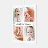 シックモダンベビー初めてのクリスマス4フォトホリデー メタルオーナメント (正面左)