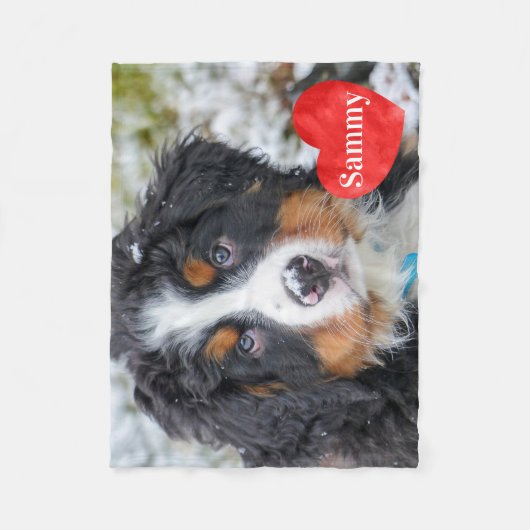 シックモダンペットフォトパーソナライズされたドッグ恋人 フリースブランケット (正面)