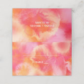 シックモダンホットピンクとオレンジ色のウォーター結婚カラー プレイスカード (外部開封)