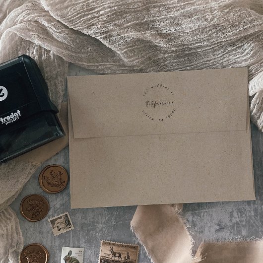 シックモダンホリデーカード円形アドレス セルフインキングスタンプ