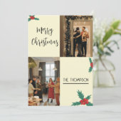 シックモダンホリーベリーメリークリスマス2写真 シーズンカード (スタンド正面)