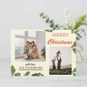 シックモダンホリーベリーメリークリスマス2写真 シーズンカード (スタンド正面)