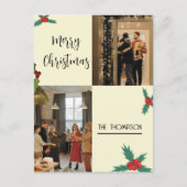 シックモダンホリーベリー2フォトメリークリスマス シーズンポストカード (正面)