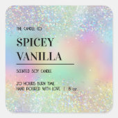 シックモダンホログラフィックグリッターソイキャンドルラベル スクエアシール (正面)