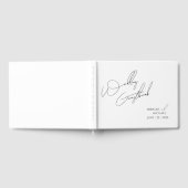 シックモダンホワイトとブラックのスクリプ結婚ト ゲストブック (全面)