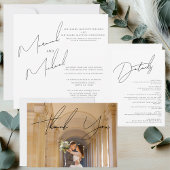 シックモダンホワイトとブラックのスクリプ結婚ト 招待状