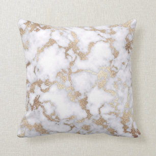 シックモダンホワイトゴールドフォイル大理石パターン クッション