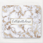 シックモダンホワイトゴールドフォイル大理石パターン マウスパッド (正面)