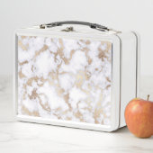 シックモダンホワイトゴールドフォイル大理石パターン メタルランチボックス (インサイチュ)