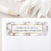 シックモダンホワイトゴールドフォイル大理石パターン ラベル (インサイチュ)