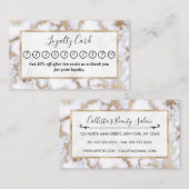 シックモダンホワイトゴールドフォイル大理石パターン ロイヤリティカード (正面/裏面)