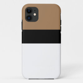 シックモダンホワイトブラックモチャブラウンカラーブロック iPhone 11 ケース