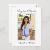 シックモダンホワイト卒業パーティー写真 ポストカード (正面/裏面)