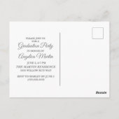 シックモダンホワイト卒業パーティー写真 ポストカード (裏面)