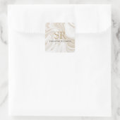 シックモダンホワイト大理石金ゴールドグリッターモノグラム スクエアシール (バッグ)