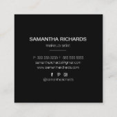 シックモダンホワイト大理石金ゴールドグリッターモノグラム スクエア名刺 (裏面)