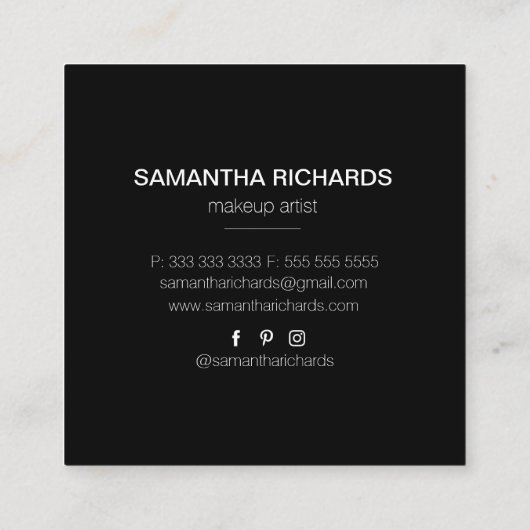 シックモダンホワイト大理石金ゴールドグリッターモノグラム スクエア名刺 (裏面)