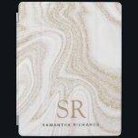 シックモダンホワイト大理石金ゴールドグリッターモノグラム iPadスマートカバー<br><div class="desc">シックモダンホワイト大理石金ゴールドグリッターモノグラムiPadカ頭が切れるバー</div>