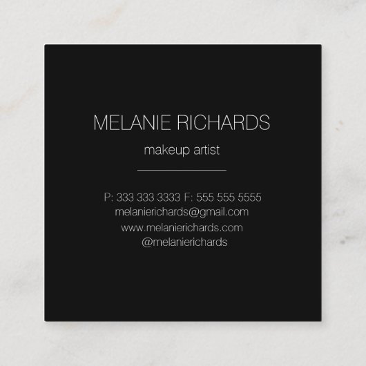 シックモダンホワイト大理石金ゴールドグリッター スクエア名刺 (裏面)