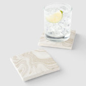 シックモダンホワイト大理石金ゴールドグリッター ストーンコースター (横)