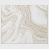 シックモダンホワイト大理石金ゴールドグリッター ラッピングペーパー (フラット)