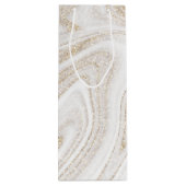 シックモダンホワイト大理石金ゴールドグリッター ワインギフトバッグ (裏面)