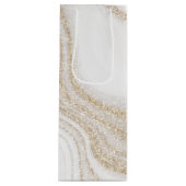 シックモダンホワイト大理石金ゴールドグリッター ワインギフトバッグ (正面)