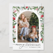 シックモダンボタニカルアーチ1フォトメリークリスマス シーズンカード (正面)