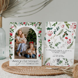 シックモダンボタニカルアーチ1フォトメリークリスマス シーズンカード