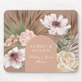 シックモダンボヘミアンウォーターカラーボホ花模様アーチ マウスパッド (正面)