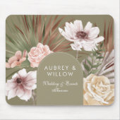 シックモダンボヘミアンウォーターカラーボホ花模様アーチ マウスパッド (正面)