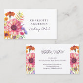 シックモダンボヘミアンウォーターカラーボホ花模様 名刺 (正面/裏面)