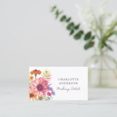 シックモダンボヘミアンウォーターカラーボホ花模様 名刺 (スタンド正面)