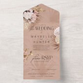 シックモダンボヘミアン水カラーフローラ結婚ズ オールインワン招待状 (内側)