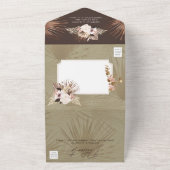 シックモダンボヘミアン水カラーフローラ結婚ズ オールインワン招待状 (外側)