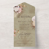 シックモダンボヘミアン水カラーフローラ結婚ズ オールインワン招待状 (内側)