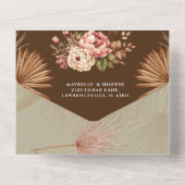 シックモダンボヘミアン水カラーフローラ結婚ズ オールインワン招待状 (裏面)