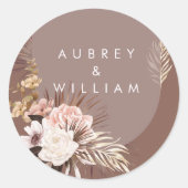 シックモダンボヘミアン水カラーフローラ結婚ズ ラウンドシール (正面)