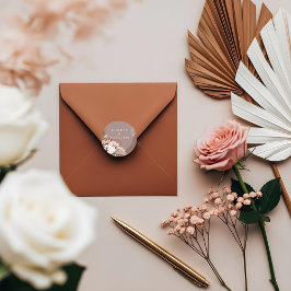 シックモダンボヘミアン水カラーフローラ結婚ズ ラウンドシール