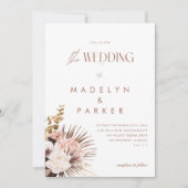 シックモダンボヘミアン水カラーフローラ結婚ズ 招待状 (正面)