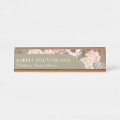 シックモダンボヘミアン水カラー花模様フォトアーチ デスクネームプレート (正面)