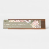 シックモダンボヘミアン水カラー花模様フォトアーチ デスクネームプレート (正面)