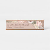 シックモダンボヘミアン水カラー花模様フォトアーチ デスクネームプレート (正面)